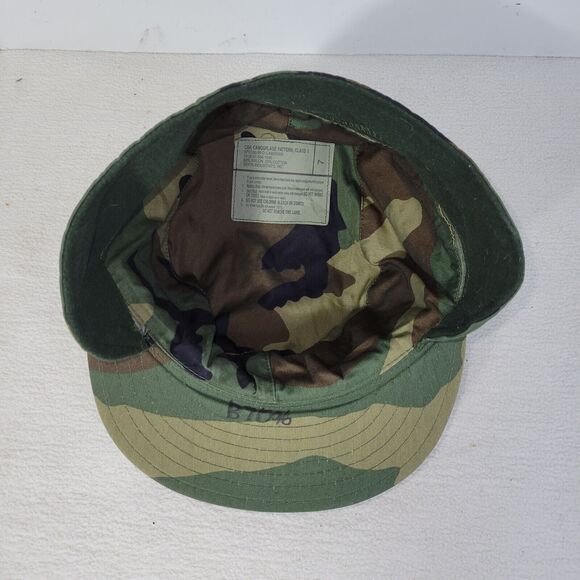 Vintage Military Hat Mens Size 7 1990s Woodland Camo Army Cap U.S. Camouflage - Picture 11 of 15